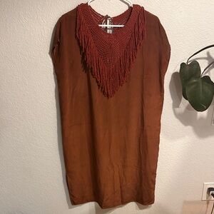Ulla Johnson Rust Brown Fringe Tunic
